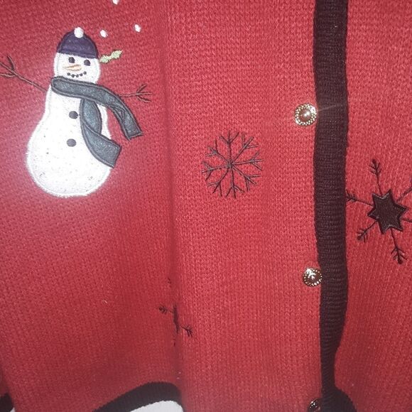 Croft & Barrow Red Christmas Cardigan Size Large - Picture 4 of 5